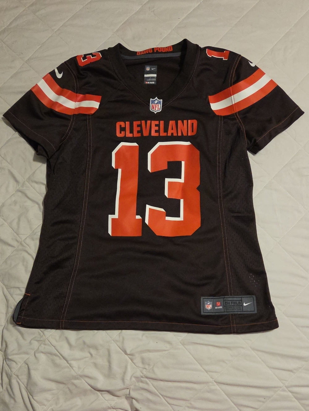 Nike Cleveland Black and Orange #13 Football Jersey- Womens L
